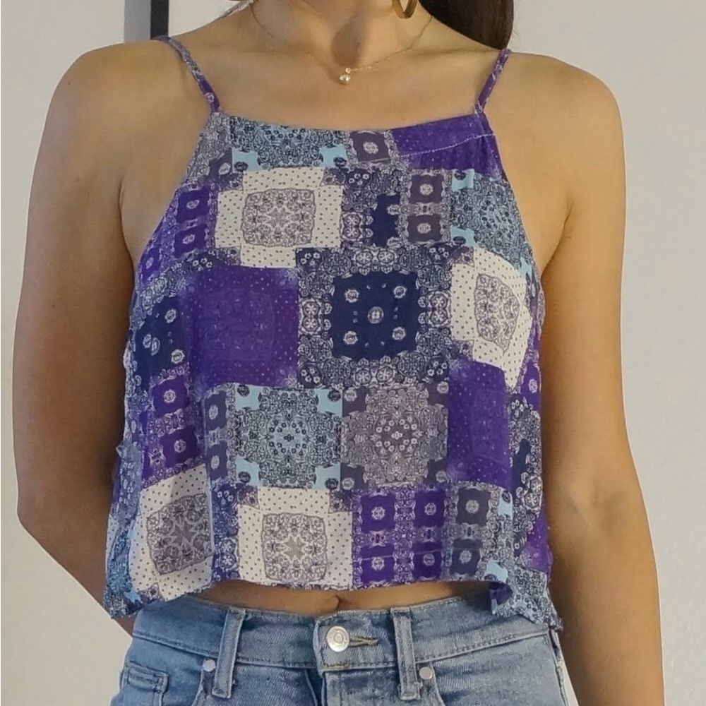 Wild Heart Multi Color Crop Top Cutout Sides Paisley Print Size M